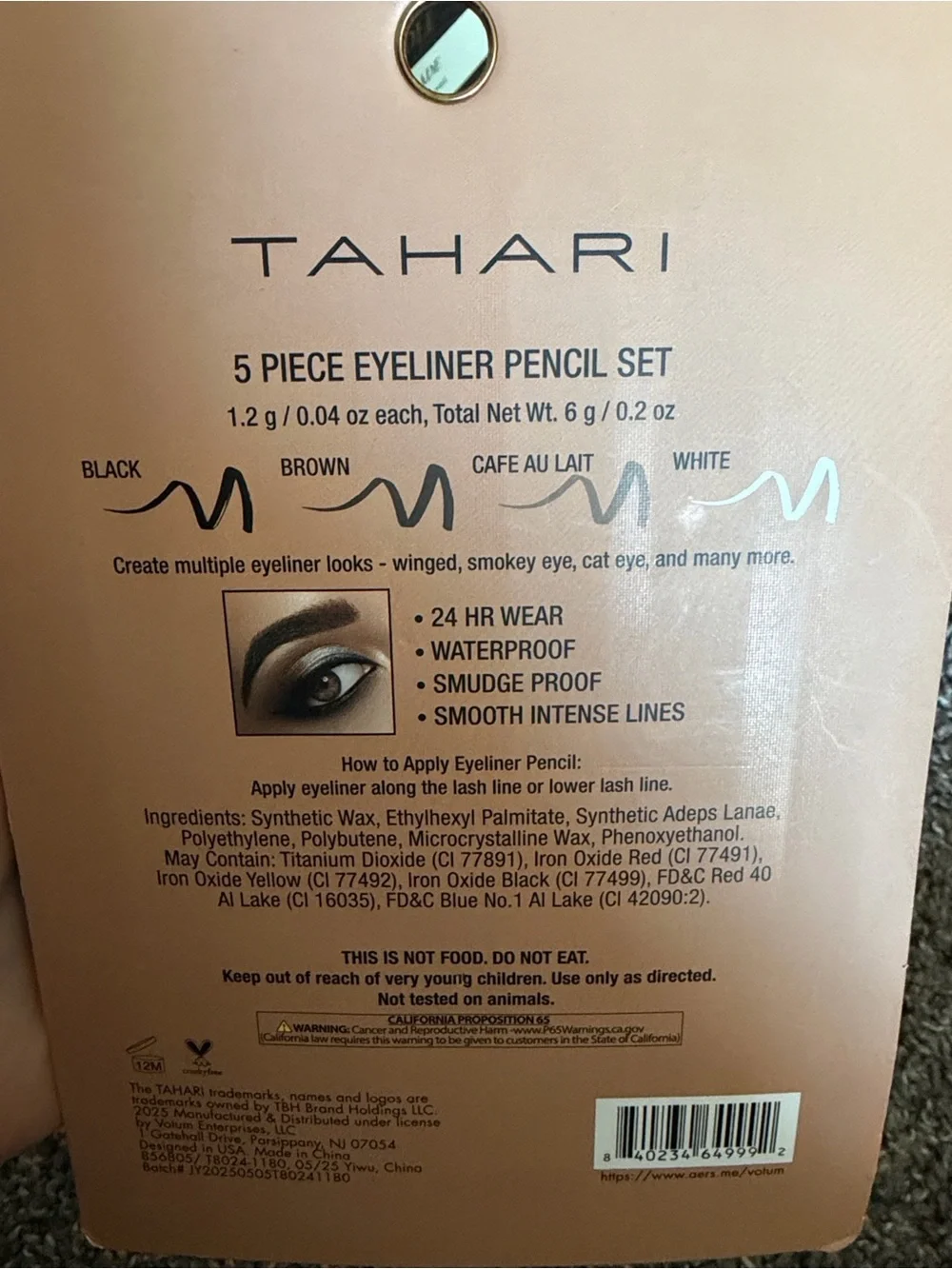 Tahari 5 Piece eyeliner pen set waterproof and smudge-proof formula
